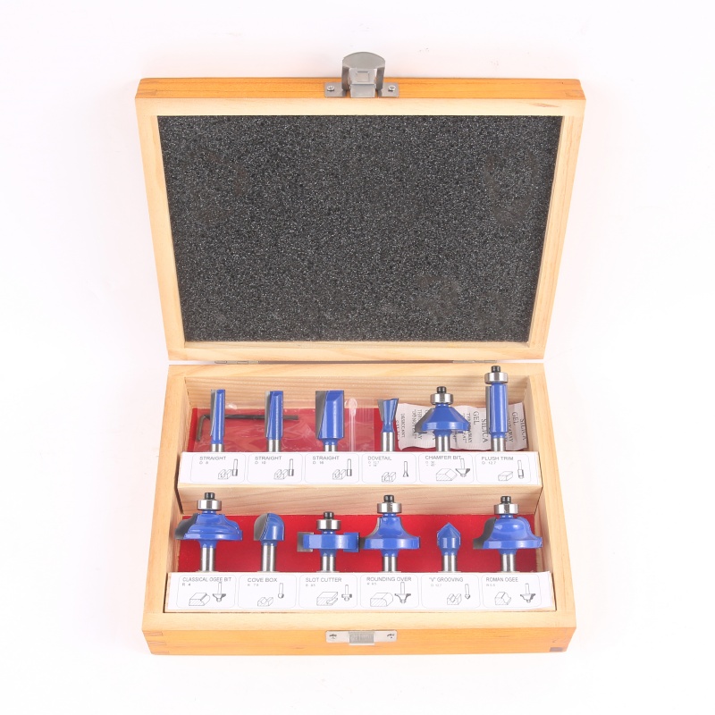 12PC Router Bit Set With 3 Straight Bits with Centre Cutting
